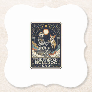 French Bulldog Dad Vintage Skeleton Tarot Shirt_1 Paper Coaster
