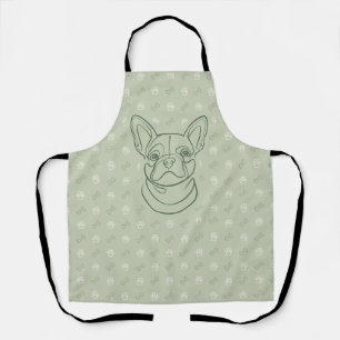 French Bulldog Decorative Line Art Pattern Apron