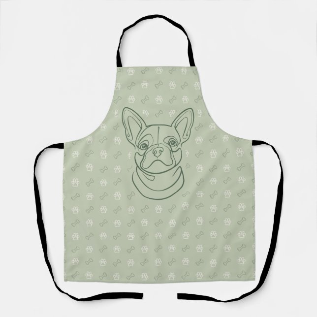 French Bulldog Decorative Line Art Pattern Apron (Front)