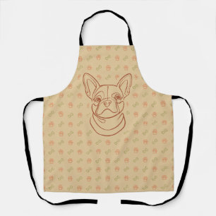 French Bulldog Decorative Line Art Pattern Apron
