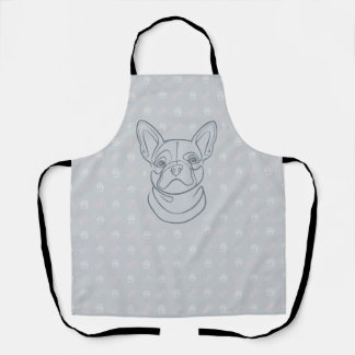 French Bulldog Decorative Line Art Pattern Apron