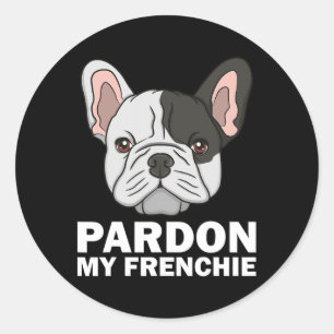 French Bulldog Design For Men Women Pardon My Fren Classic Round Sticker