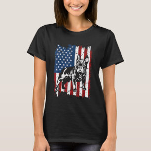 French Bulldog Distressed Us American Flag Patriot T-Shirt