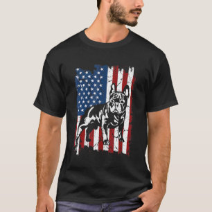 French Bulldog Distressed Us American Flag Patriot T-Shirt