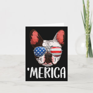 French Bulldog Dog 4th Of July American Flag 2 Card