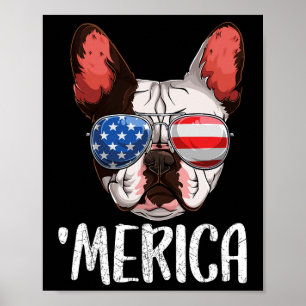 French Bulldog Dog 4th Of July American Flag 2  Poster