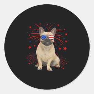 French Bulldog Dog American Flag 4th Of July Classic Round Sticker