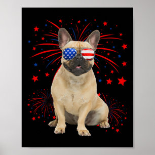French Bulldog Dog American Flag 4th Of July  Poster