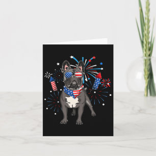 French Bulldog Dog American Usa Flag 4th Of July W Card