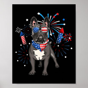 French Bulldog Dog American Usa Flag 4th Of July W Poster
