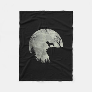 French Bulldog Dog And Moon Halloween Costume Fleece Blanket