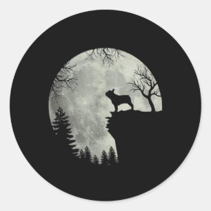 French Bulldog Dog And Moon Shirt Halloween Classic Round Sticker