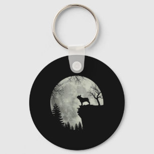 French Bulldog Dog And Moon Shirt Halloween Key Ring