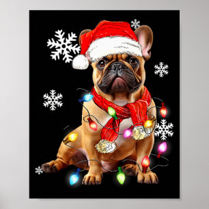 French Bulldog Dog Christmas Light Pajama Pet Xmas Poster