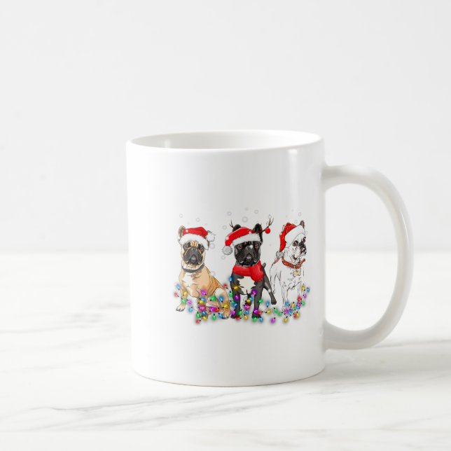 French Bulldog Dog Christmas Lights Cute Pet Match Coffee Mug (Right)