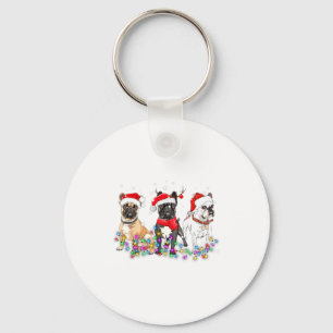 French Bulldog Dog Christmas Lights Cute Pet Match Key Ring