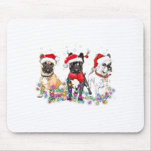 French Bulldog Dog Christmas Lights Cute Pet Match Mouse Pad