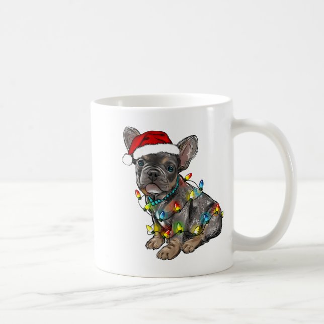 French Bulldog Dog Christmas Lights Santa Xmas Pet Coffee Mug (Right)
