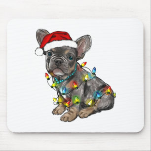 French Bulldog Dog Christmas Lights Santa Xmas Pet Mouse Pad