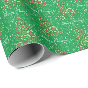 French Bulldog Dog Christmas Tree Holiday Green Wrapping Paper