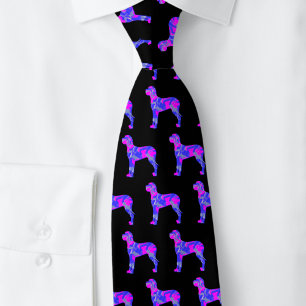 French Bulldog Dog Cute Pink Silhouette Black Neck Tie