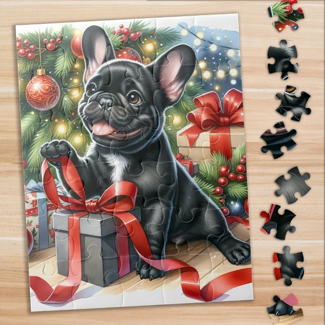 French Bulldog Dog Festive Christmas Puppy Jigsaw Puzzle (Creator Uploaded)