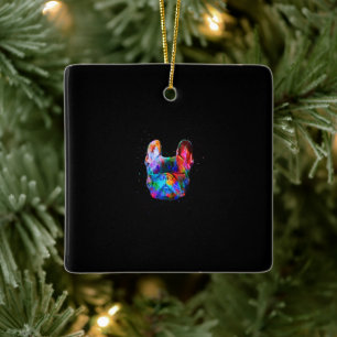 French Bulldog Dog Geometric Colour Splash Pop Art Ceramic Ornament