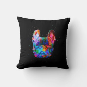 French Bulldog Dog Geometric Colour Splash Pop Art Cushion