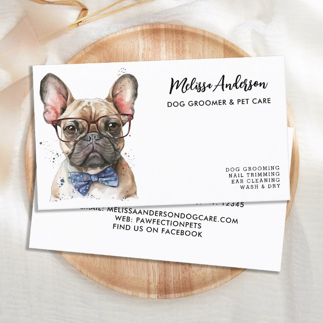 French Bulldog Dog Groomer Puppy Pet Care Business Card (Creator Uploaded)
