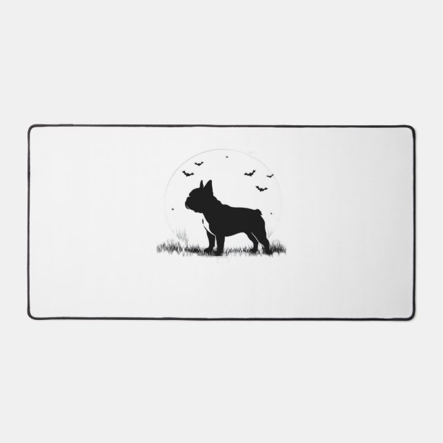 French Bulldog Dog – Halloween Moon Silhouette Ove Desk Mat (Front)