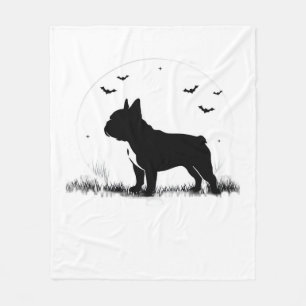 French Bulldog Dog – Halloween Moon Silhouette Ove Fleece Blanket