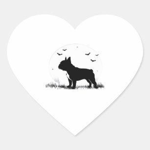French Bulldog Dog � Halloween Moon Silhouette Ove Heart Sticker