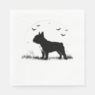 French Bulldog Dog – Halloween Moon Silhouette Ove Napkin