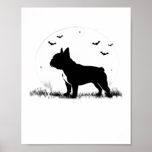 French Bulldog Dog – Halloween Moon Silhouette Ove Poster