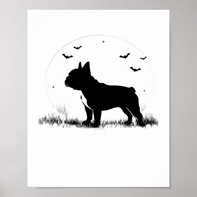 French Bulldog Dog – Halloween Moon Silhouette Ove Poster (Front)