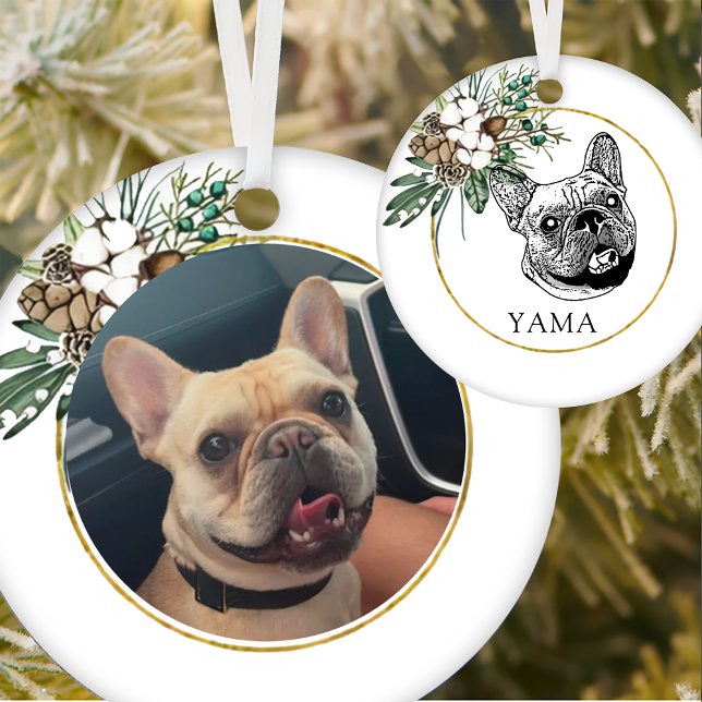 French Bulldog Dog Hand Drawing Personalised Ceramic Ornament (Creator Uploaded)