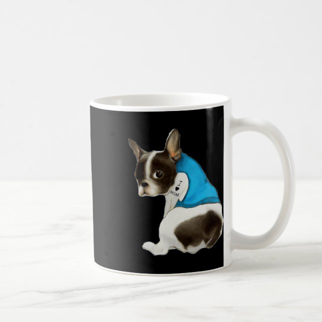 French-bulldog Dog I Love Mum Tattoo French-bulldo Coffee Mug (Right)