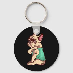 French Bulldog Dog I Love Mum Tattoo Lover Funny G Key Ring
