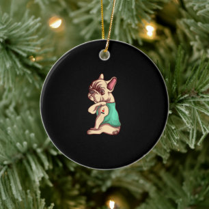 French Bulldog Dog I Love Mum Tattoo Lover Gift Ceramic Ornament