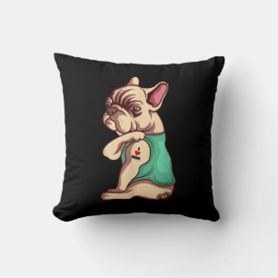 French Bulldog Dog I Love Mum Tattoo Lover Gift Cushion