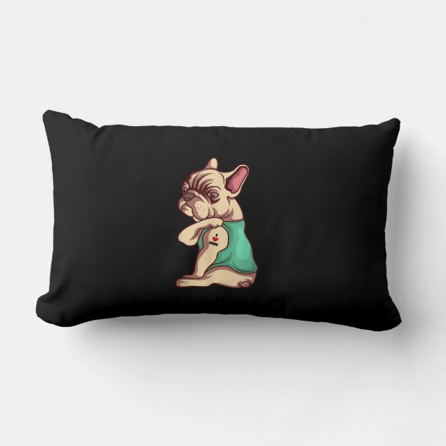 french bulldog dog i love mum tattoo lover gift lumbar cushion (Front)