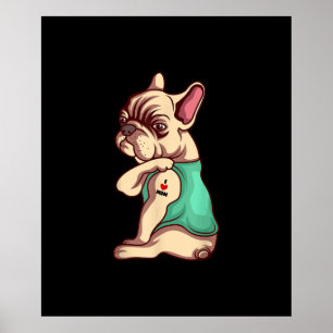 french bulldog dog i love mum tattoo lover gift poster