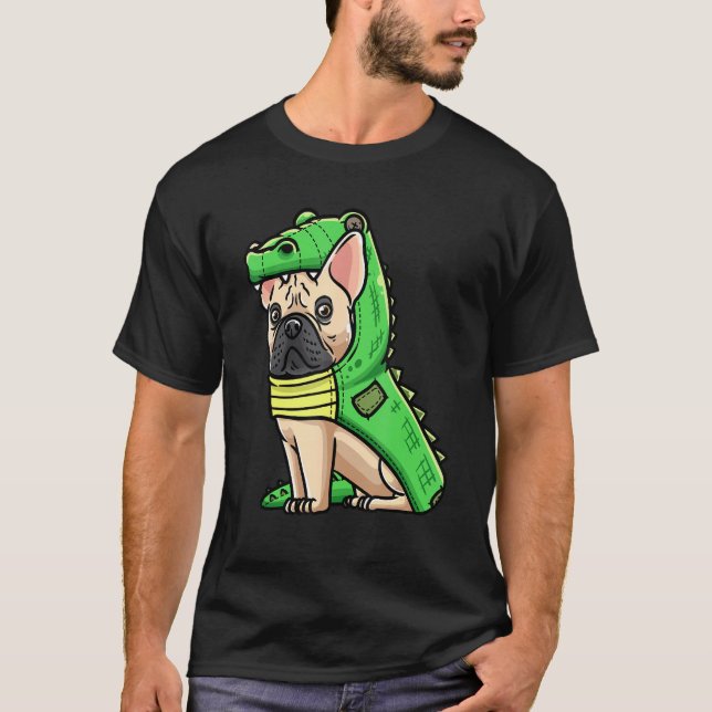 French Bulldog Dog In Crocodile Costume T-Shirt (Front)