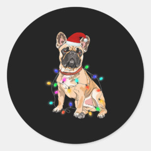 French Bulldog Dog Lover Christmas Tree Lights Classic Round Sticker
