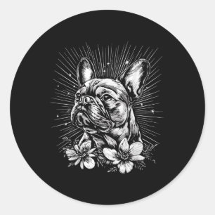French Bulldog Dog Lover Retro Style Tattoo _1 Classic Round Sticker