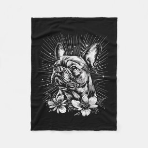 French Bulldog Dog Lover Retro Style Tattoo _1  Fleece Blanket