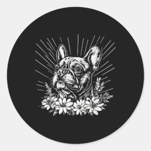 French Bulldog Dog Lover Retro Style Tattoo Classic Round Sticker