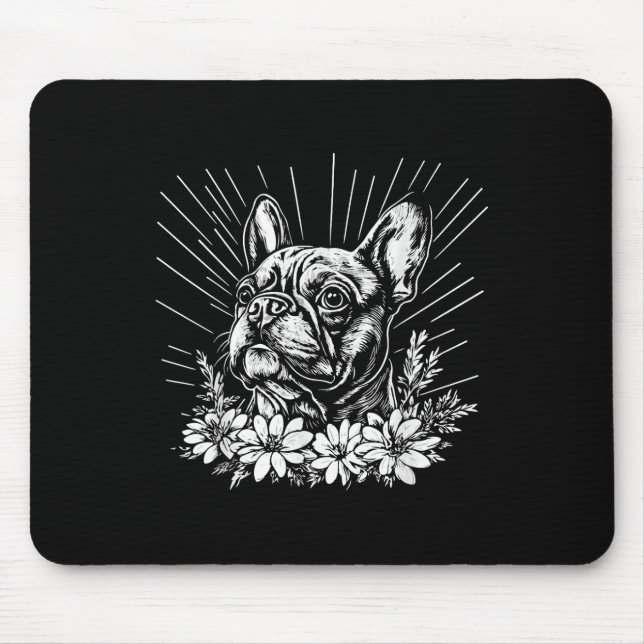 French Bulldog Dog Lover Retro Style Tattoo  Mouse Pad (Front)