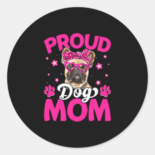 French Bulldog Dog Mum Messy Bun Mother's Day Classic Round Sticker