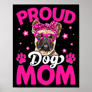 French Bulldog Dog Mum Messy Bun Mother's Day Poster
